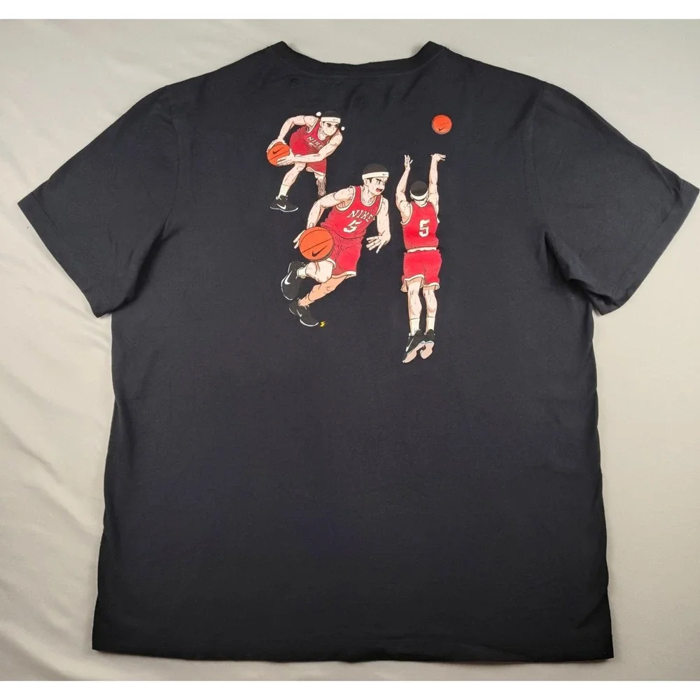 Nike Anime Basketball Graphic T Shirt Mens XL Black Swoosh Sports Cotton Tee